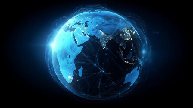 Abstract earth globe showing connectivity and global network data