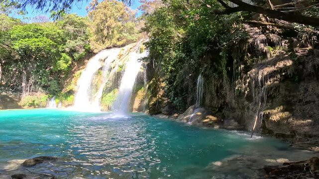 Cascadas de El Chiflon,Chiflon waterfalls,Centro Ecoturistico Cascadas el Chiflon, Chiapas state of Mexico near borders with Guatemala,panorama landscape view