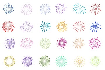 Firework set. New year fireworks vector illustration of an abstract background. 4 july