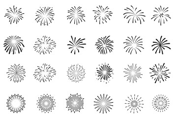 Icon Firework set. New year fireworks vector illustration of an abstract background