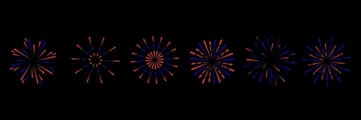 Firework set. New year fireworks vector illustration of an abstract background