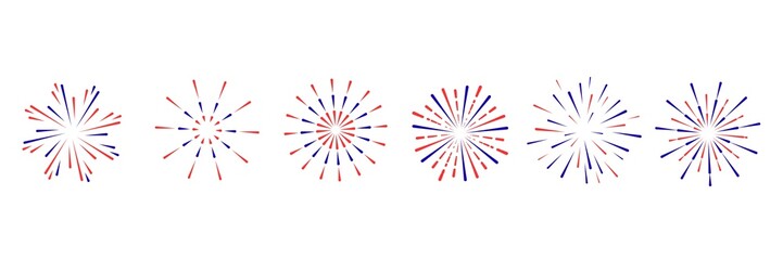 Firework set. New year fireworks vector illustration of an abstract background. 4 July 