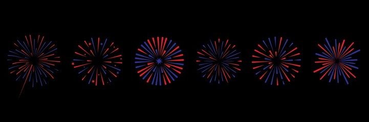Firework set. New year fireworks vector illustration of an abstract background. 4 july