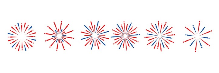 Firework set. New year fireworks vector illustration of an abstract background. 4 july