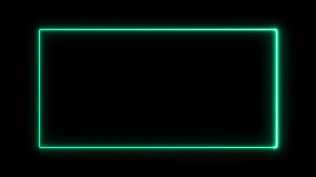 Unfinished Green Neon Rectangle Frame on Black abstract