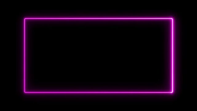 Unfinished Pink Neon Rectangle Frame on Black abstract