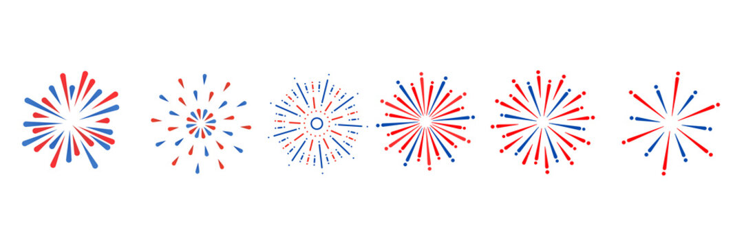 Firework set. New year fireworks vector illustration of an abstract background