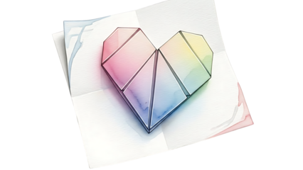 Beautiful watercolor heart shaped artwork on white background isolated on transparent background