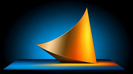 Fototapeta premium Abstract Golden Sculpture With Warm Light Accents On Blue Gradient Background