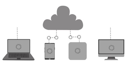 Cloud Computing Concept with Connected Devices Animation - Powered by Adobe