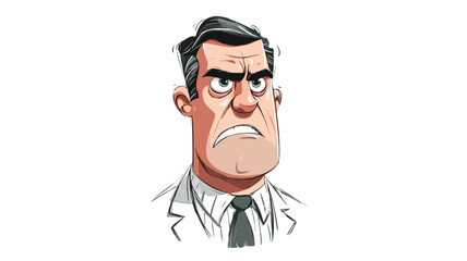 Angry Boss Cartoon Vector on White Background - Professional Illustration for Work Environment
