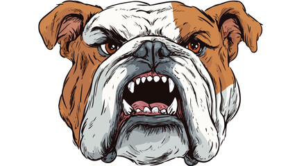 Fierce Bulldog Cartoon Character on White Background Vector Illustration