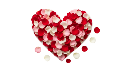 Heart shaped confetti made of red and pink petals