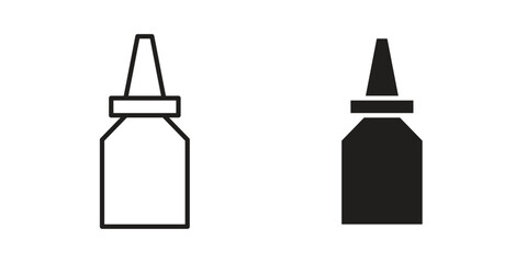 Fototapeta premium Nasal spray bottle icons concept. Vector Line Icon Design. Simple flat style