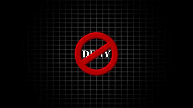 Red Prohibition Sign with Word DENY deny forbidden