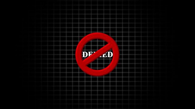Red Prohibition Sign with Word DENIED denied forbidden