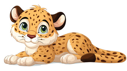 Adorable Cheetah Cartoon Character on White Background with Outline for Designs