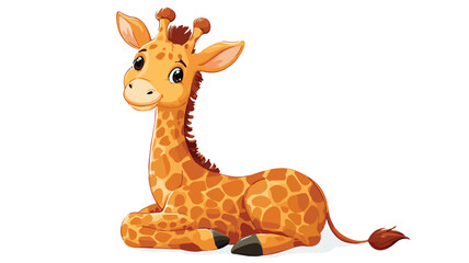 Adorable Cartoon Giraffe Illustration on White Background with Outline - Vector Image