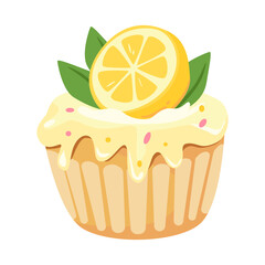 National Lemon Cupcake Day, sweet dessert. Vector illustration for restaurant menu, cafe, party event. © Peviotadesign