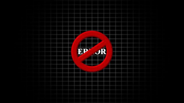 Red Prohibition Sign with EROR Text on Grid Background