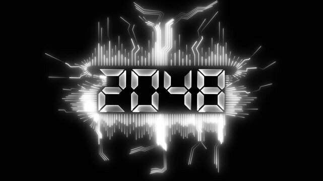 Greeting card 2048 white technology and digital theme, and new year, festive atmosphere, number text.