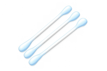 Cotton swabs with soft blue tips for hygiene and cosmetic use, personal care essentials on transparent background