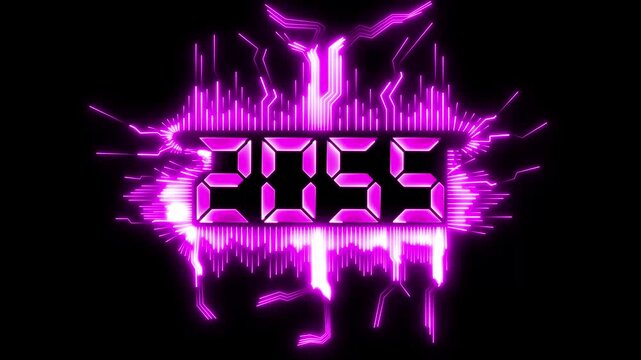 2055 neon line text. Abstract 2055 neon text animation, Glowing neon number text background. video animation . important year, important date 2055. Educational mathematics 2055 animation.