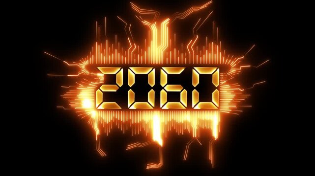 2060 neon line text. Abstract 2060 neon text animation, Glowing neon number text background. video animation . important year, important date 20282060. Educational mathematics 2060 animation.