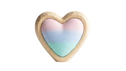 Beautiful wooden heart shaped object with pastel colors