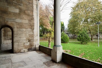 Detailed View of the Balcony Structure of a Historical Mosque in Ottoman Architecture