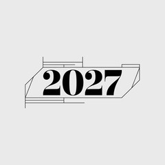 Black and white 2027 line art poster &ndash; Ideal for modern decor, calendars, or futuristic branding.