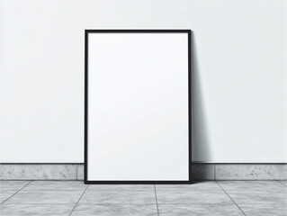 Minimalist Interior Frame Mockup with Empty Frame in Modern Neutral Wall Living Space