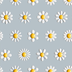 3d daisy white flower seamless pattern