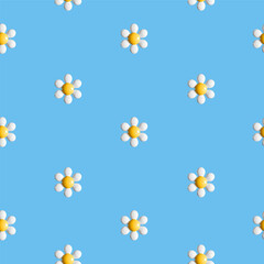 3d daisy white flower seamless pattern