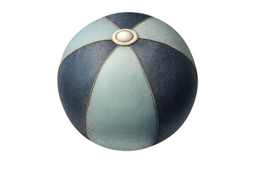 Beach ball in blue and aqua stripes, ready for summer fun, games, and recreation, isolated with transparent background