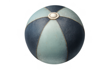 Beach ball in blue and aqua stripes, ready for summer fun, games, and recreation, isolated with transparent background