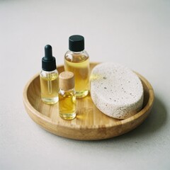 bottles of perfume and flower