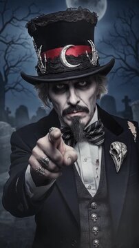 Creepy goth Uncle sam in all black 