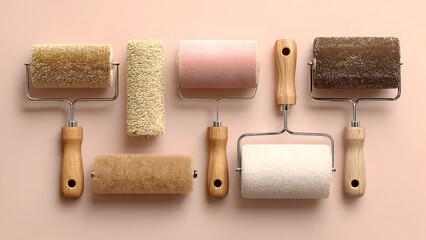 Obraz premium Different paint roller nap lengths displayed for professional selection