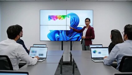 Employees Attending Corporate Training Session With Presentation