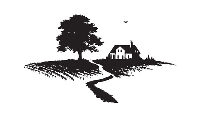 Obraz premium Vineyard landscape, Sketch. Hand drawn illustrations