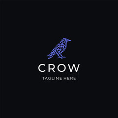 Crow line art logo with clean strokes and a sharp, modern.