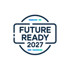 Minimal badge logo for Future Ready 2027 &ndash; Perfect for corporate identity, school readiness programs, or tech-forward branding.