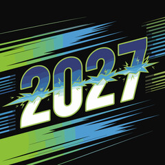 Neon 2027 text with electric energy lines &ndash; Suitable for electronic music events, sci-fi themes, or cutting-edge tech promotions.