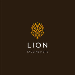 Lion head line art logo with bold strokes symbolizing strength and pride.