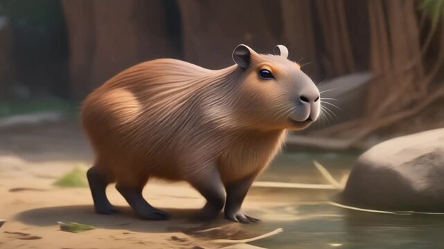 Wild capybara in its natural habitat