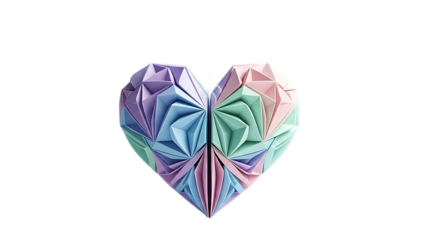 Beautiful origami heart with pastel colors