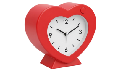 red clock with heart