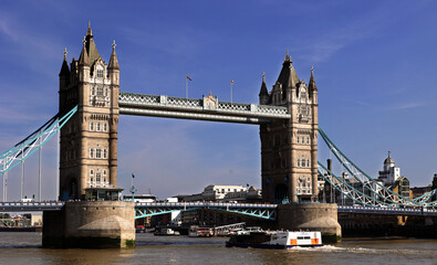 Obraz premium Tower Bridge is a Grade I listed combined bascule and suspension bridge in London, built between 1886 and 1894, designed by Horace Jones