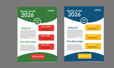Creative modern and clean travel flyer design template.